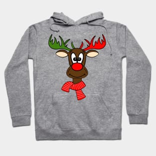 Red And Green Cute Christmas Reindeer Hoodie